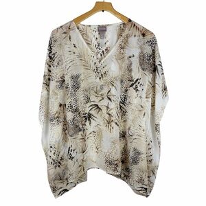 Chicos Poncho Kaftan Lightweight Foliage Top Size S/M